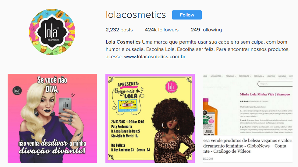 Exemplo de bio de vendas no Instagram com link externo.